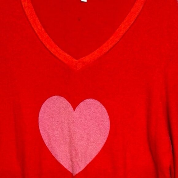 Wildfox Hearts Long Sleeve Pullover Top Sweatshirt Soft Sweater Stretch V Beck S - Picture 9 of 12